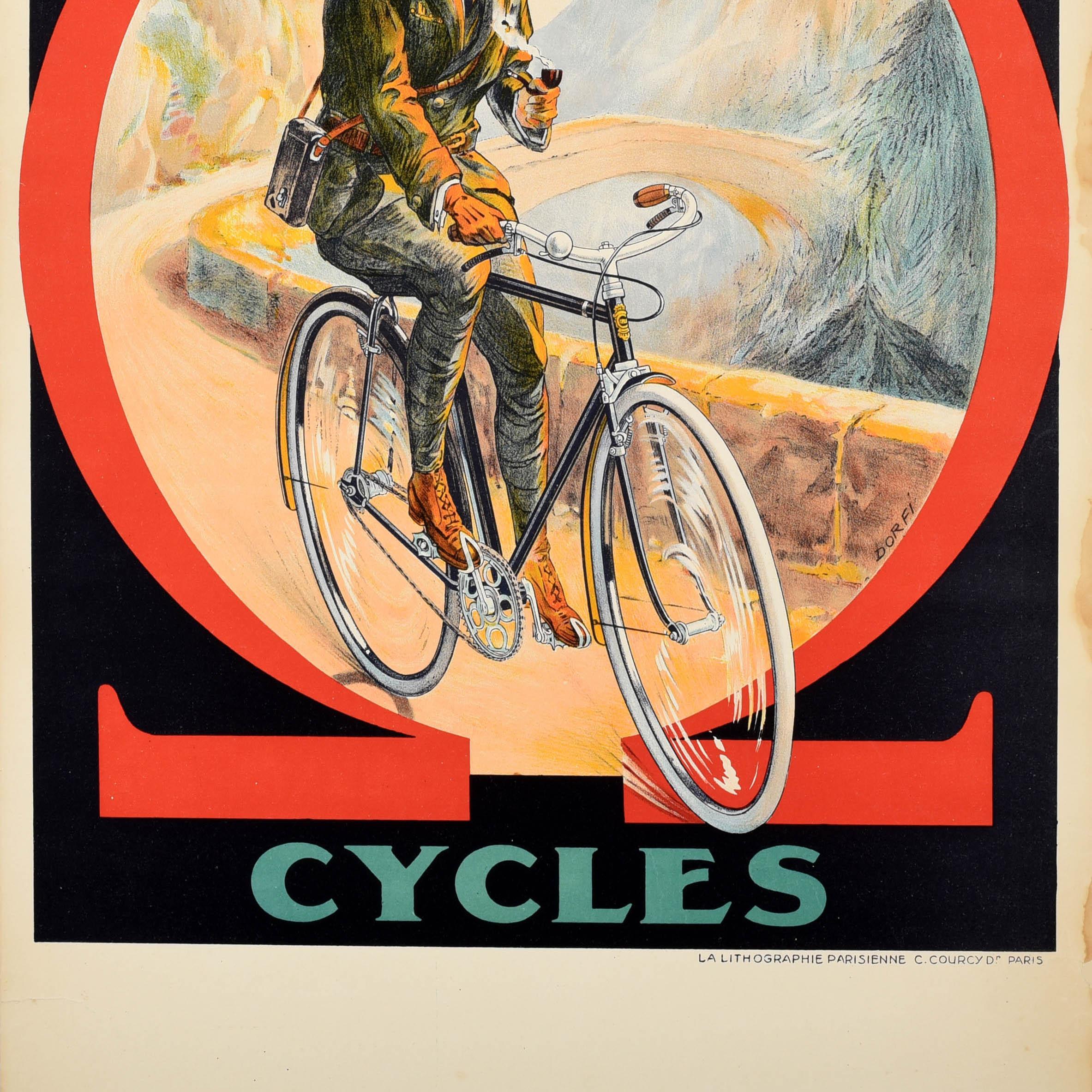 Original-Vintage-Werbeplakat Omega Cycles Dorfinant Fahrraddesign im Zustand „Gut“ im Angebot in London, GB