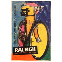 Original Retro Bike Poster Be Modern Ride a Raleigh The All-Steel Bicycle Art