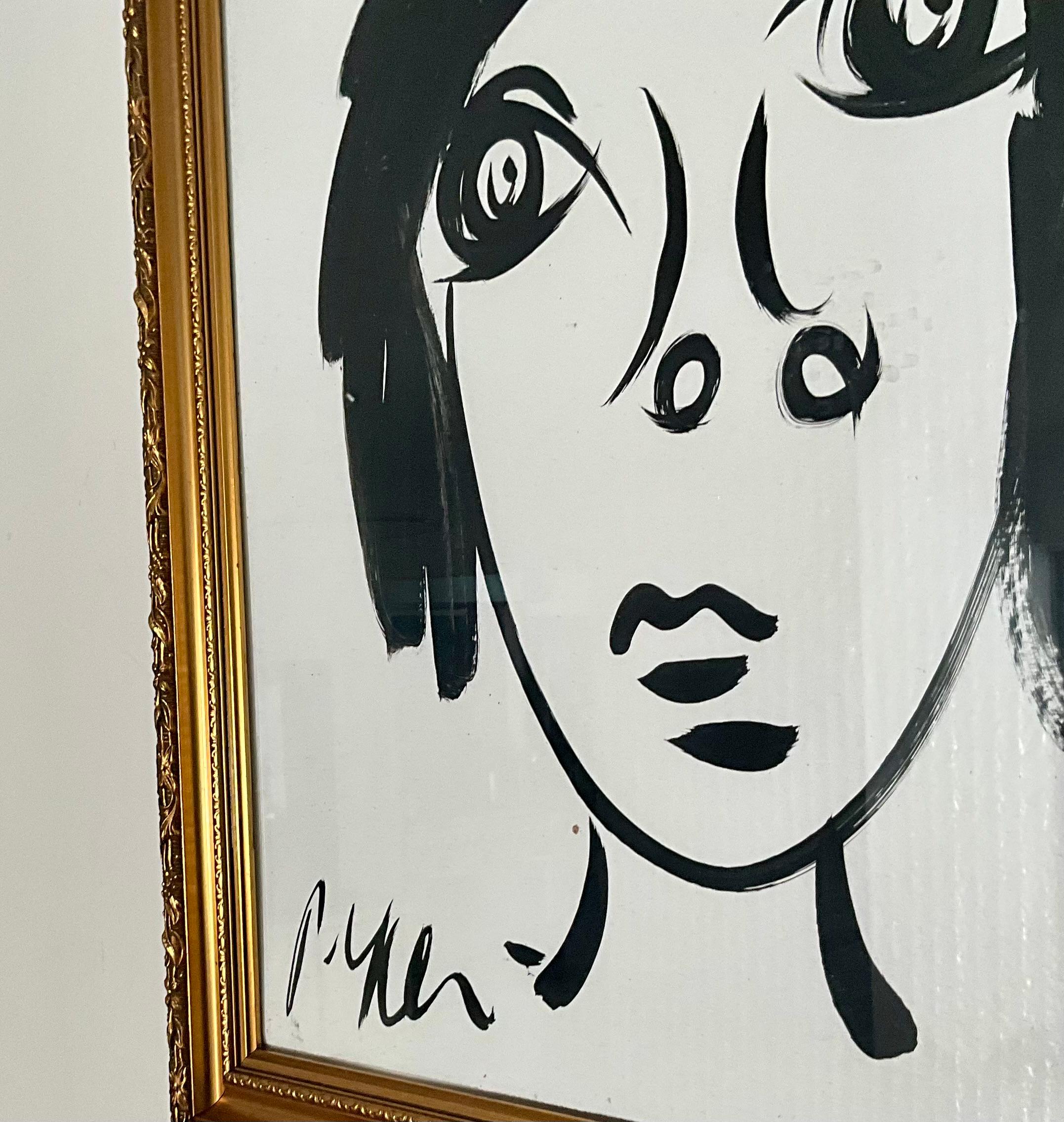 Schwarz-weißes Acrylgemälde im Vintage-Stil von Peter Keil (Moderne der Mitte des Jahrhunderts) im Angebot