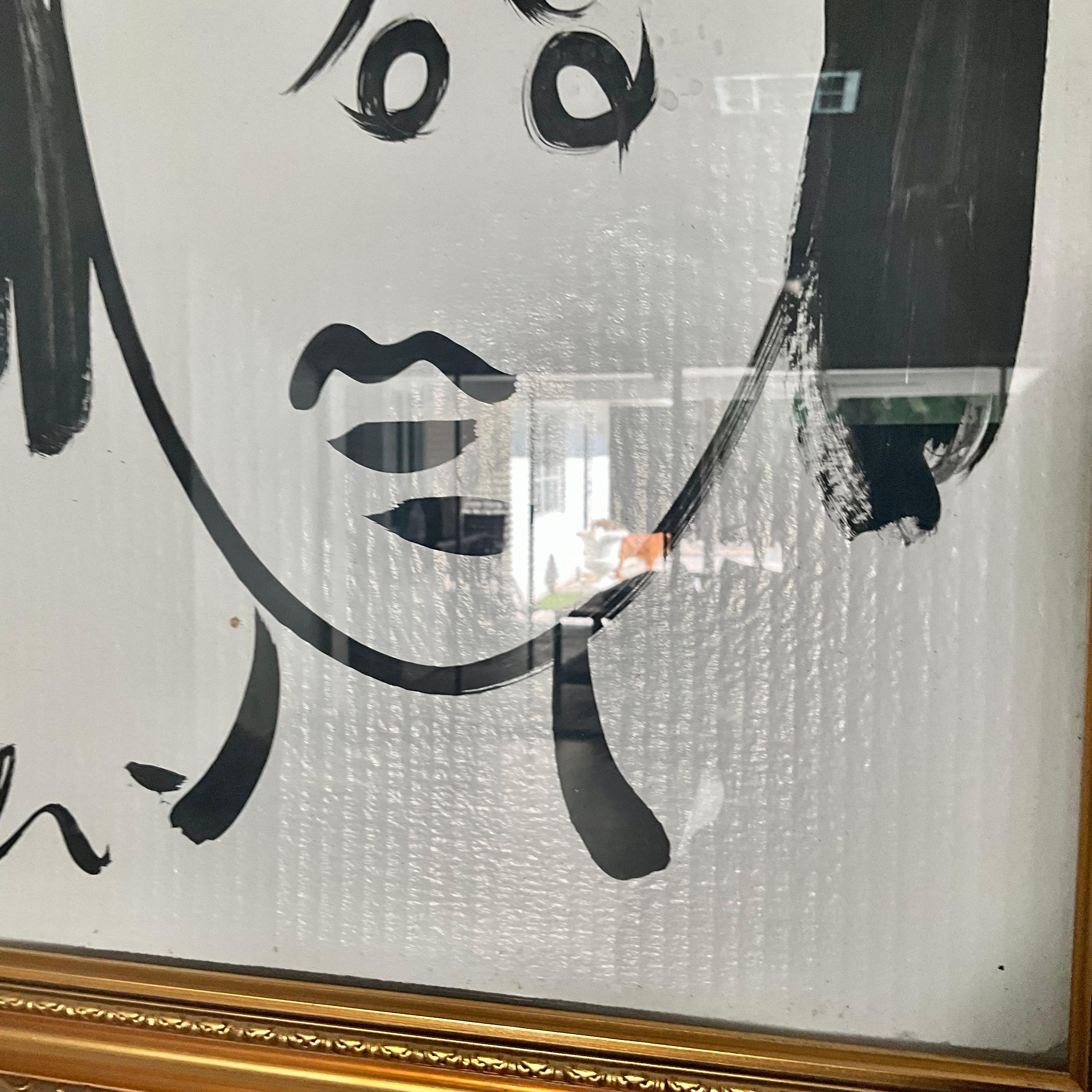 Schwarz-weißes Acrylgemälde im Vintage-Stil von Peter Keil (amerikanisch) im Angebot