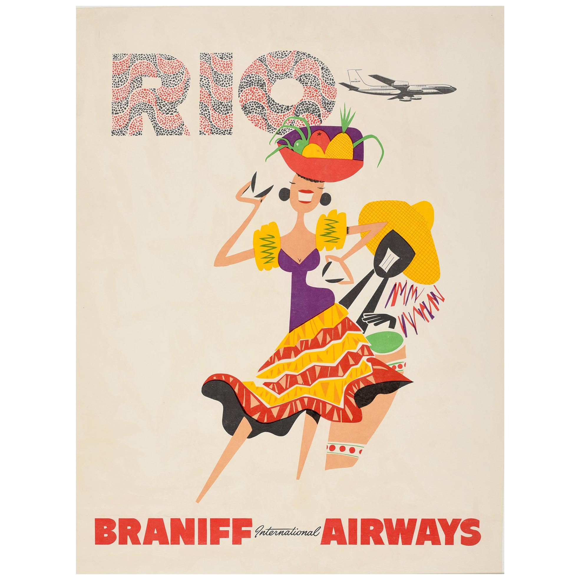 Rio de Janeiro South America Vintage Airline Travel Art Poster Print 
