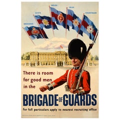 Original Vintage British Army Military Recruitment Poster Brigade of Guards UK (Affiche de recrutement militaire de l'armée britannique)