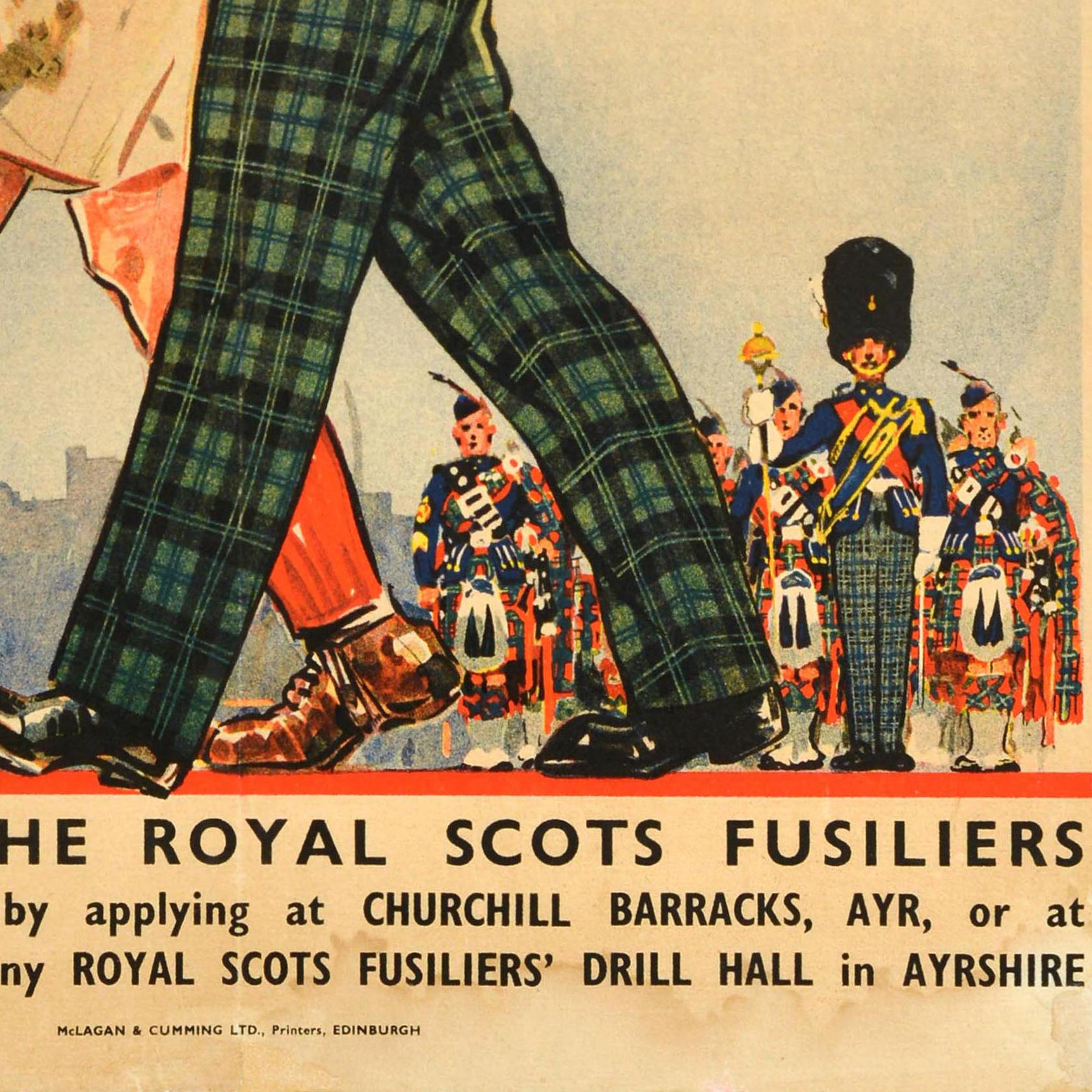Originales Vintage-Poster, Militärische Rekrutierungsplakat der britischen Armee, Royal Scots Fusiliers, Royal Scots (Mitte des 20. Jahrhunderts) im Angebot