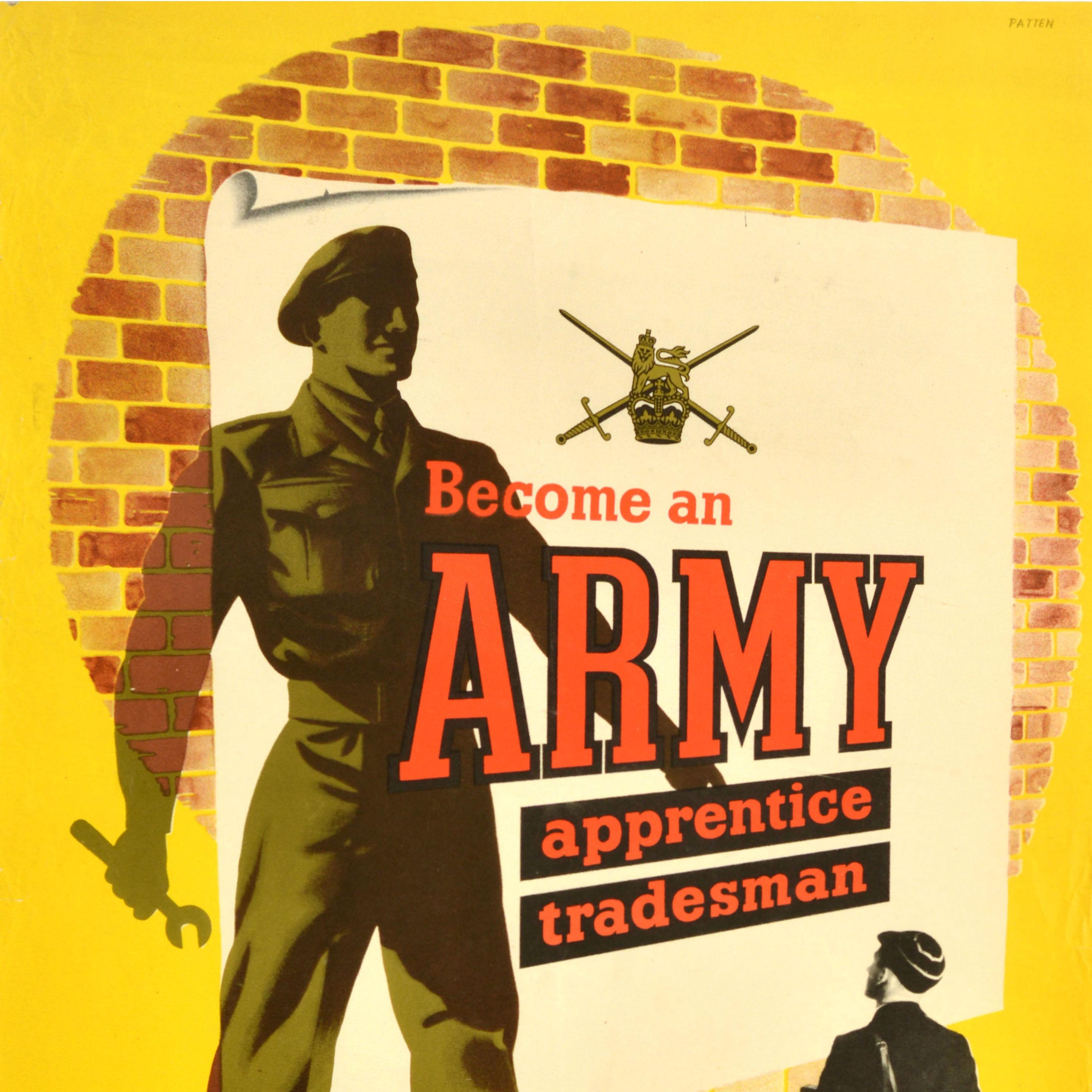 Original Vintage Britische Armee Rekrutierung Poster Armee Lehrling Tradesman im Zustand „Relativ gut“ im Angebot in London, GB