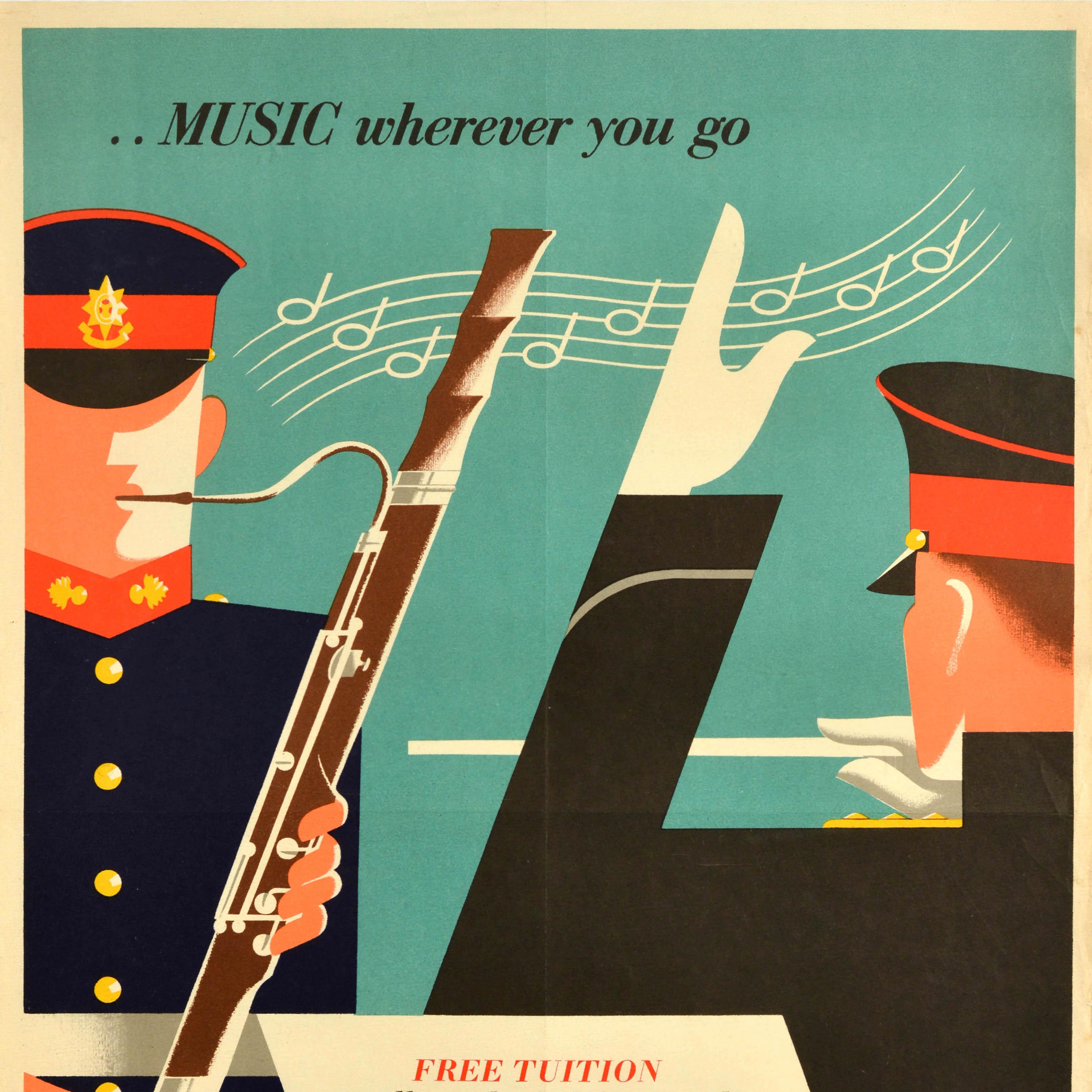 Britannico Poster originale d'epoca per il reclutamento dell'esercito britannico Realizza la tua ambizione musicale in vendita