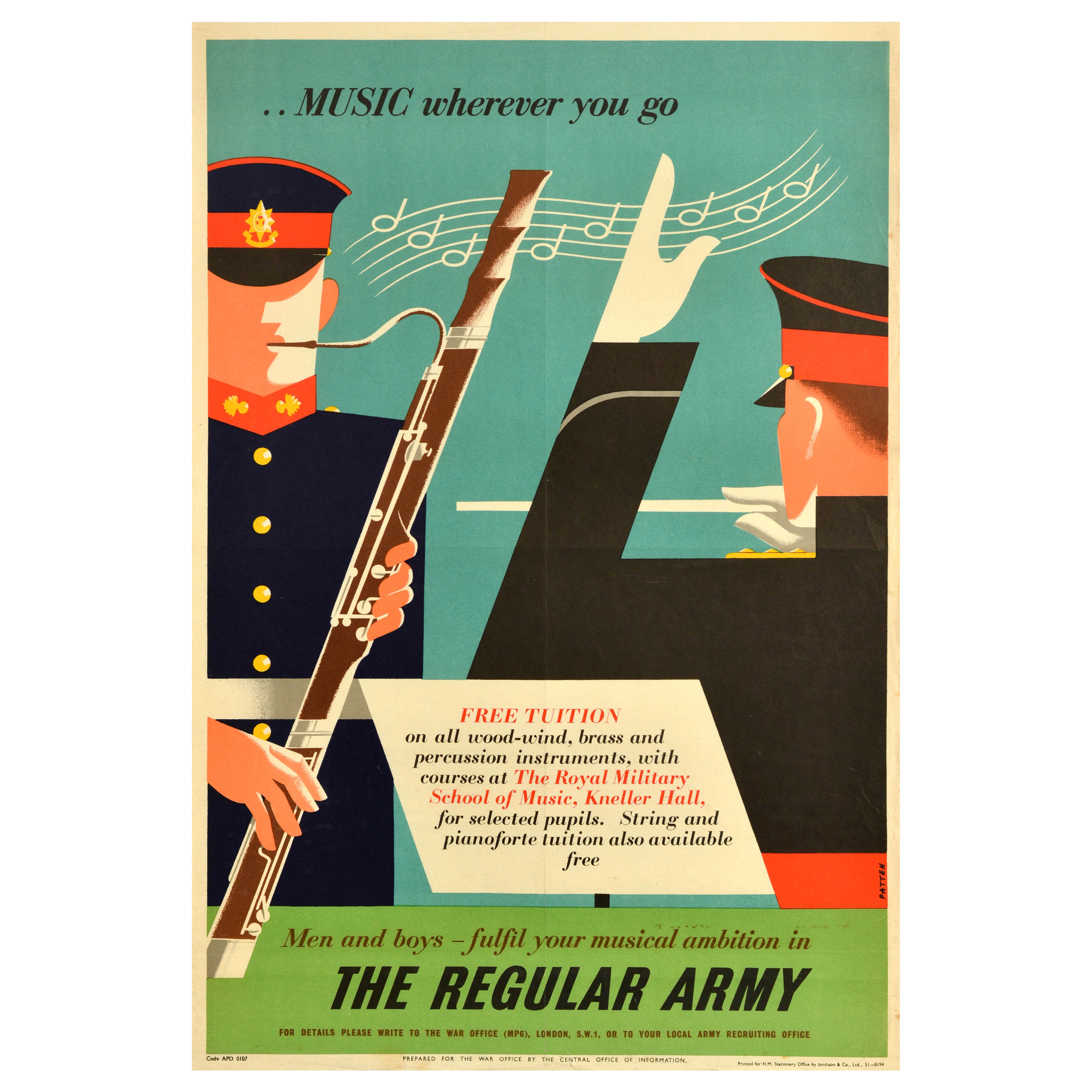 Original Vintage British Army Rekrutierung Poster Erfüllen Sie Ihre musikalischen Ambitionen