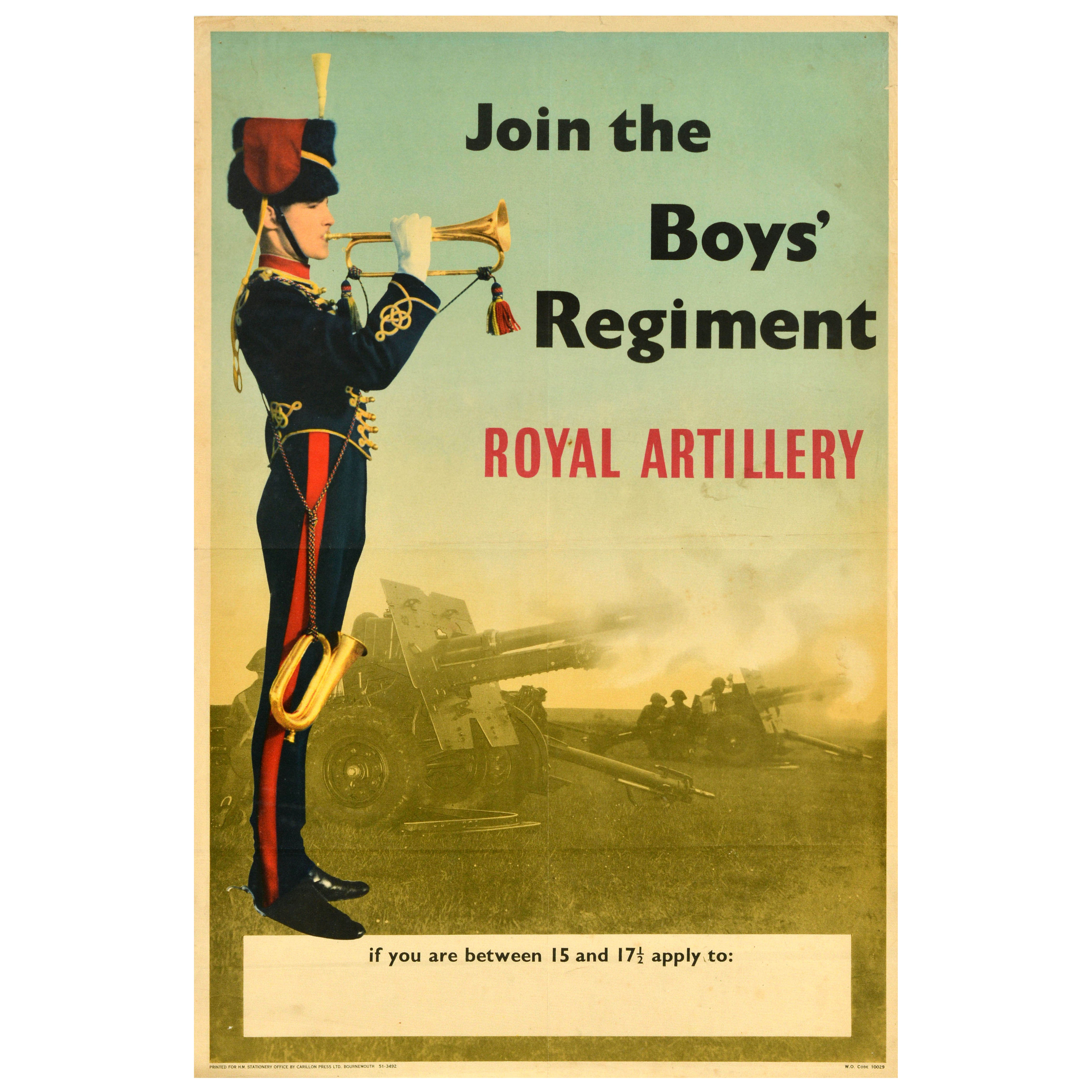 Original Vintage British Army Rekrutierung Poster Join The Boys Regiment UK im Angebot