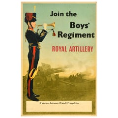 Original Vintage British Army Rekrutierung Poster Join The Boys Regiment UK