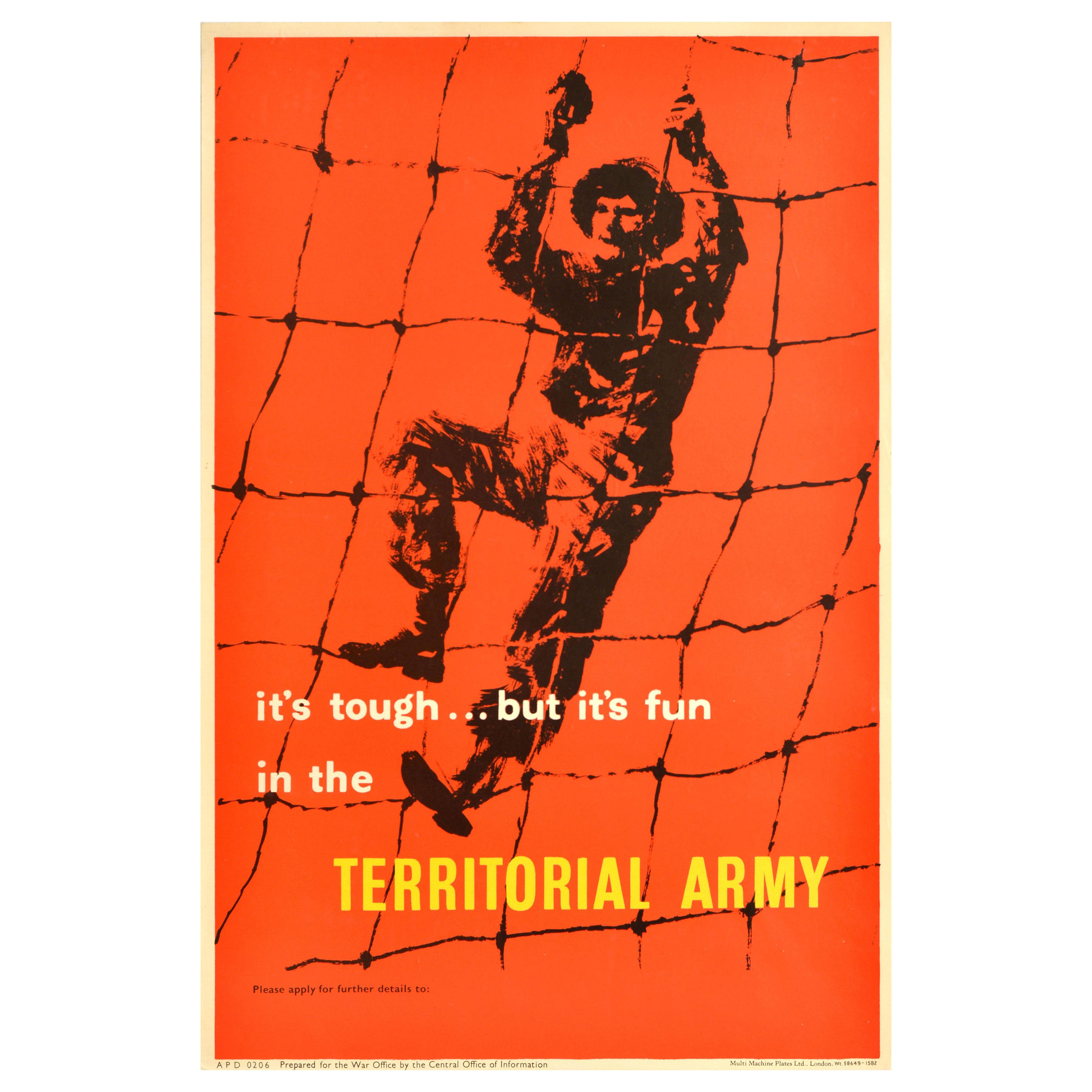 Original Vintage British Army Recruitment Poster Territorial Army Tough Fun UK