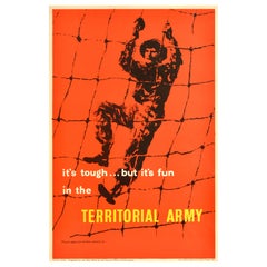Original Vintage British Army Rekrutierung Poster Territorialarmee Tough Fun UK