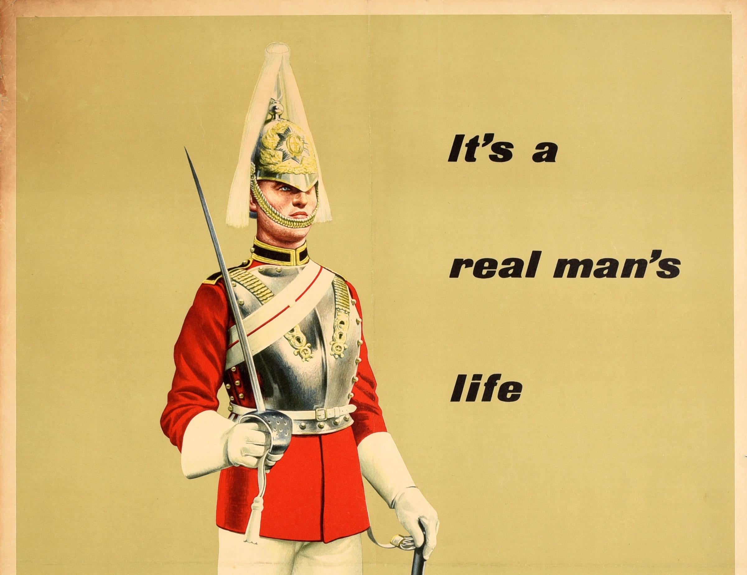 Britannique Affiche vintage originale de recrutement des Gardes royales de la vie royale de l'armée britannique, Marc Stone en vente