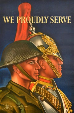 Original Vintage British Military Recruitment Poster Proudly Serve Regular Army
