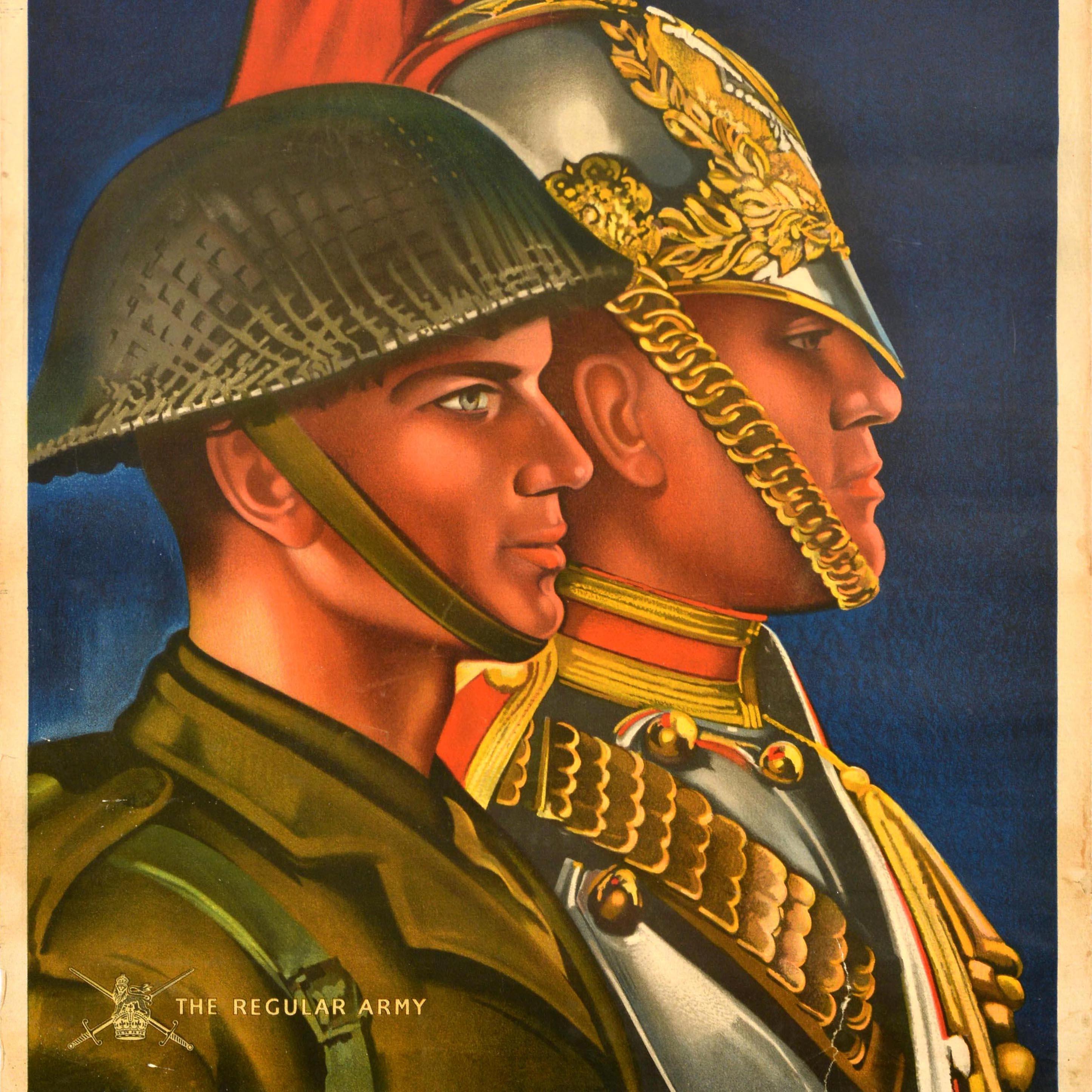 Poster originale d'epoca per il reclutamento militare britannico Servire con orgoglio l'esercito regolare In condizioni discrete in vendita a London, GB