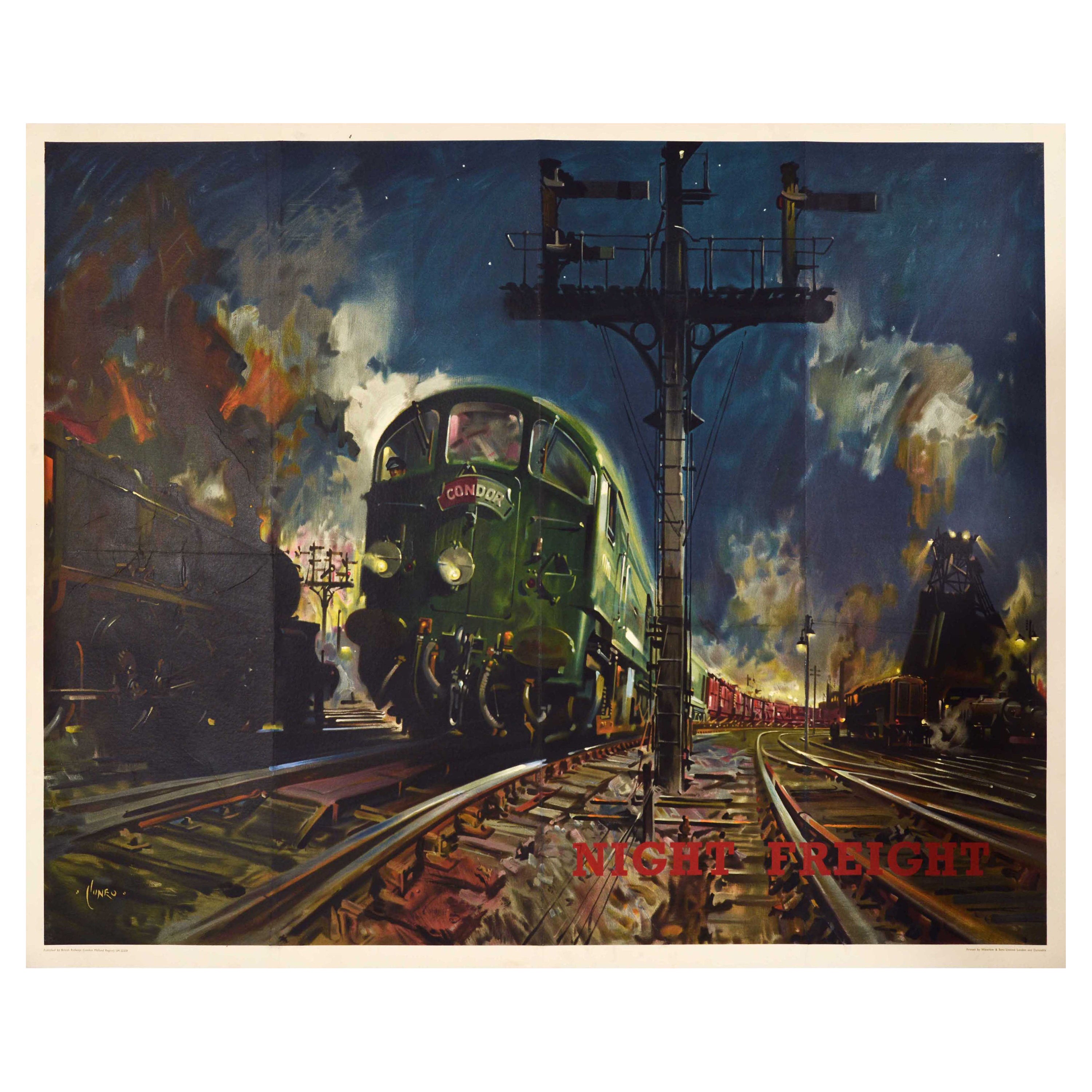 Britisches Eisenbahnplakat, Vintage, Nachtfahrtsbus, Condor, London Glasgow, London