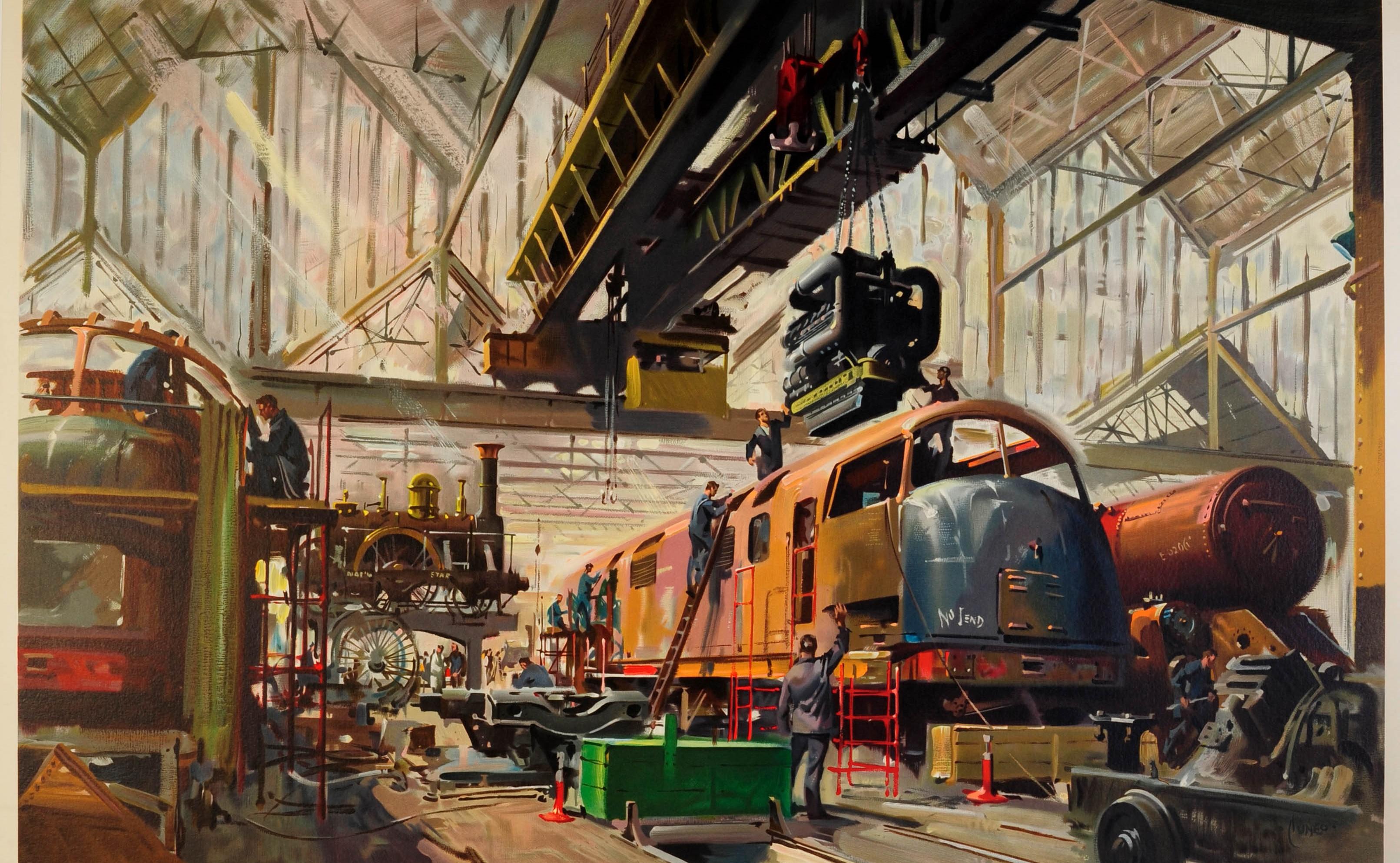 Britannique Affiche rétro originale du plan de modernisation des chemins de fer britanniques, Progress Train Depot en vente