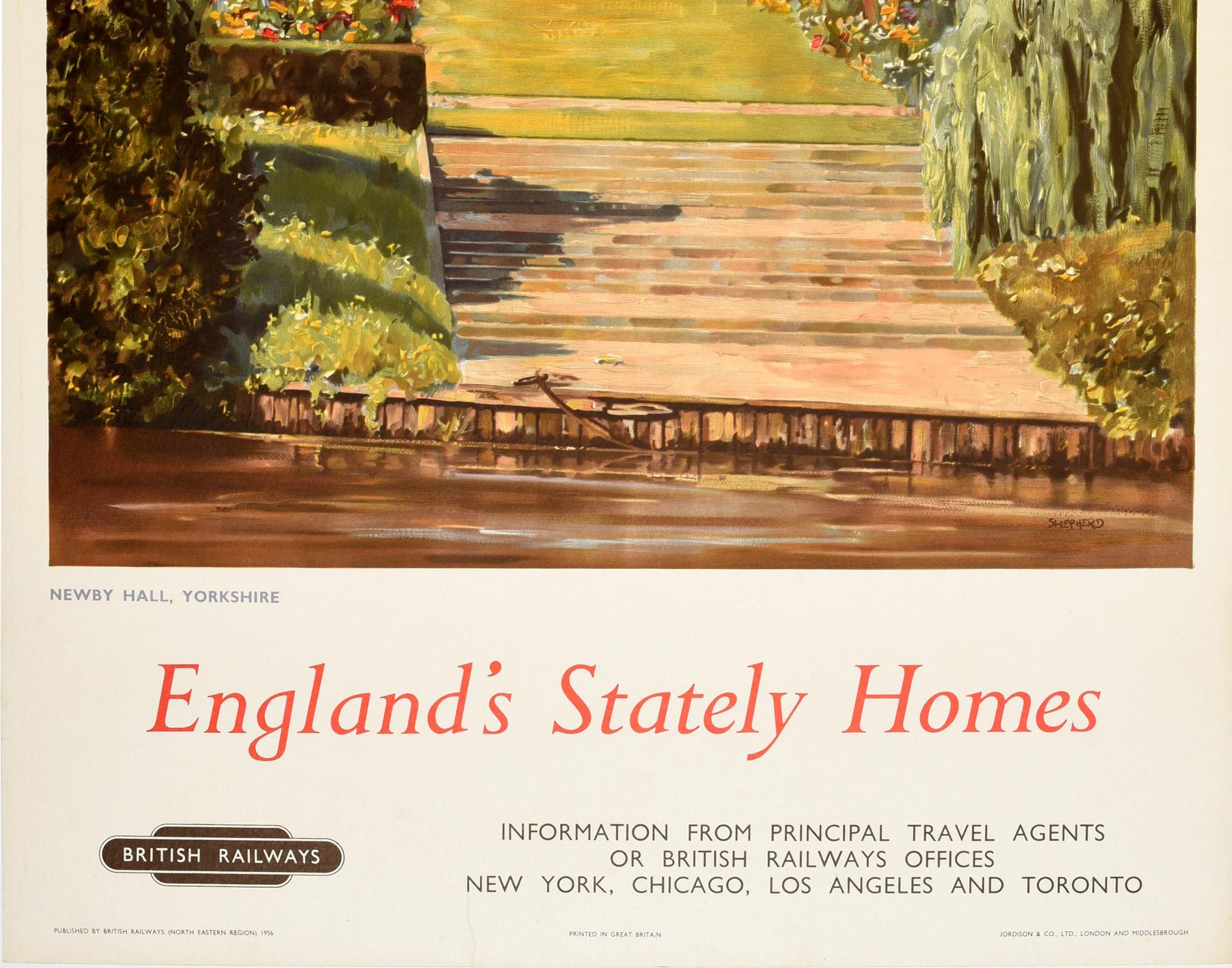 Original Vintage British Railways Poster England Stately Homes Newby Yorkshire In Good Condition For Sale In London, GB