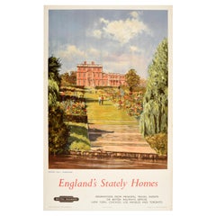 Affiche rétro originale des chemins de fer britanniques, Angleterre, Maisons d'État dans le Newby Yorkshire