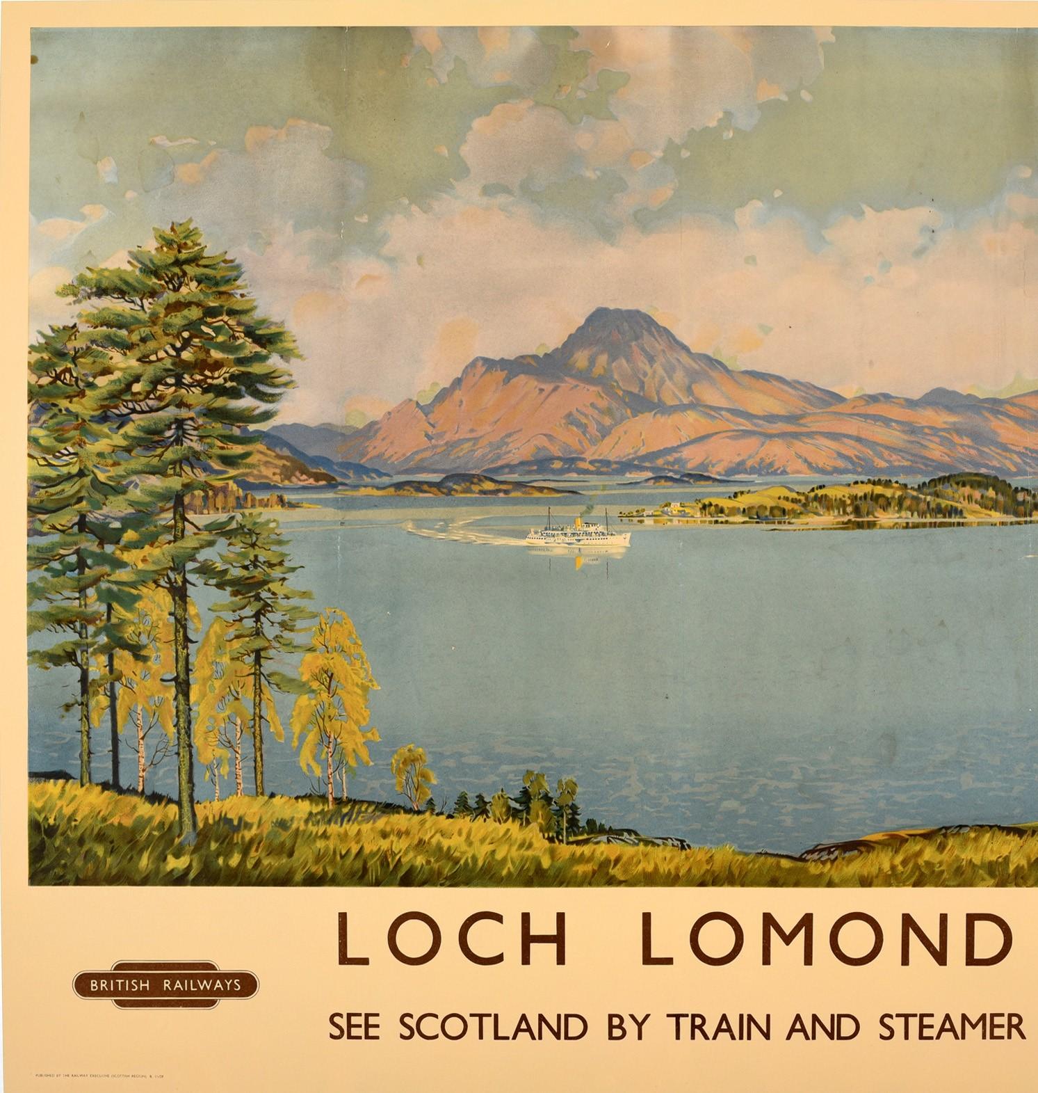 Bonnie Loch Lomond Scotland Vintage Great Britain Railroad Travel Poster Print 