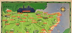 Original Vintage British Railways Poster Map Counties Coastline Southern England
