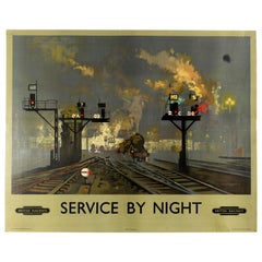 Original Vintage British Railways Poster Service By Night - King's Cross London