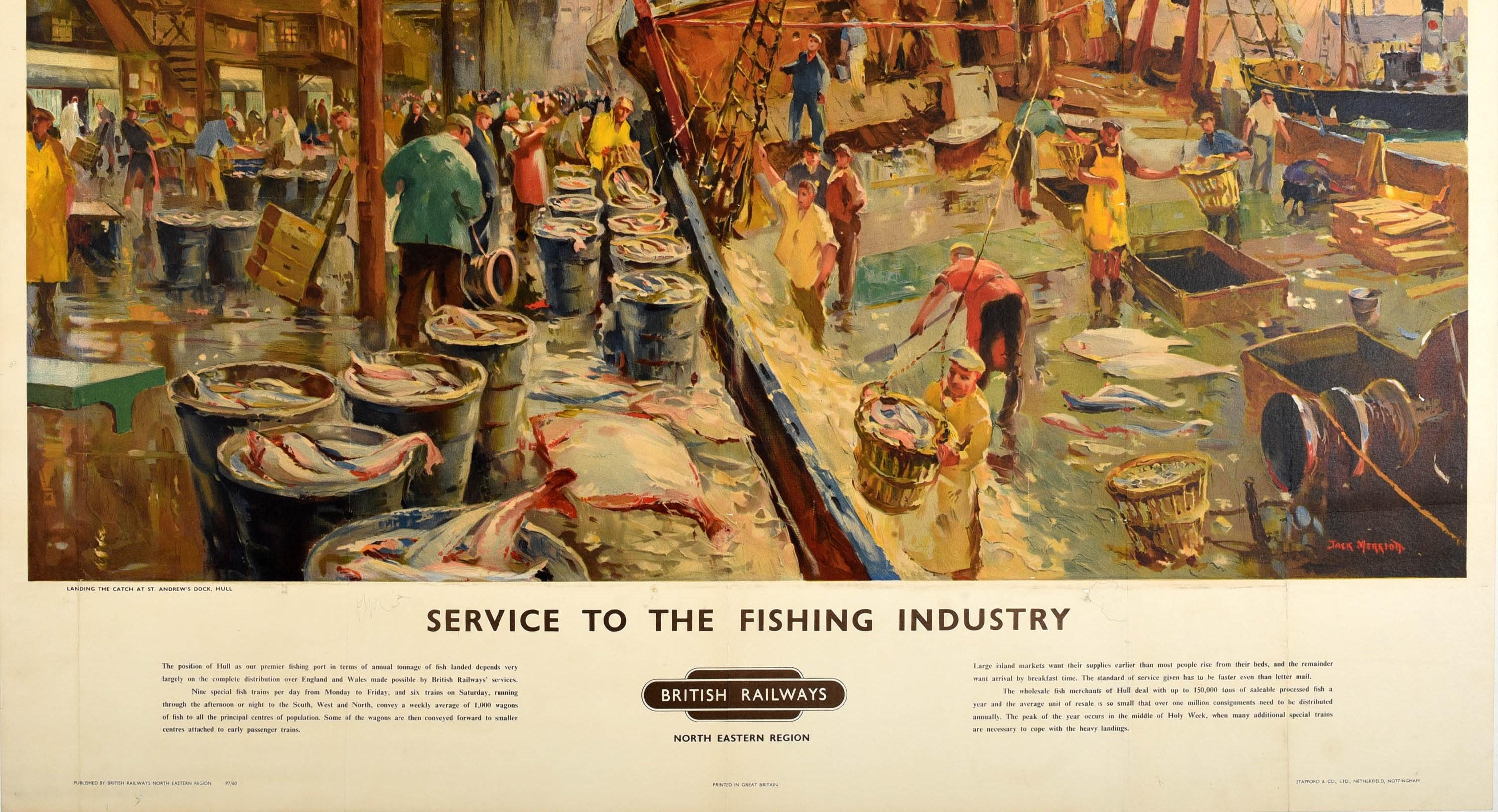 Original Vintage British Railways Poster Service To The Fishing Industry Trains In Good Condition For Sale In London, GB