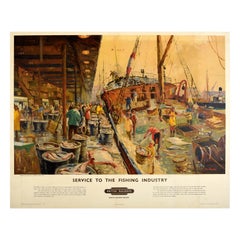 Britisches Eisenbahnplakat „To The Fishing Industry Trains“, Vintage