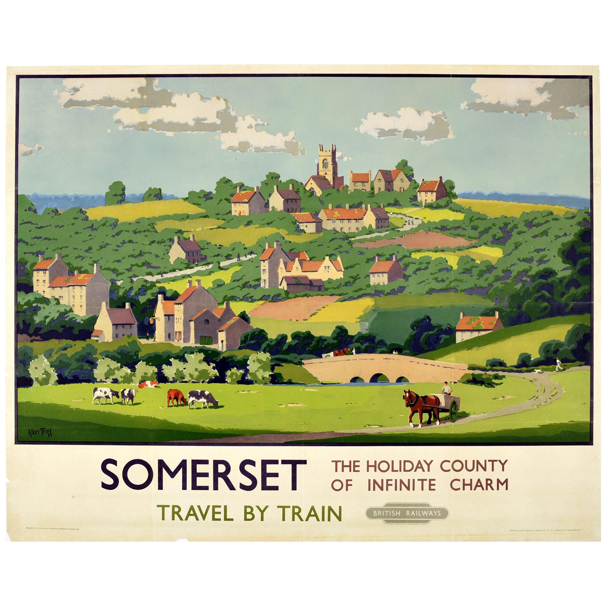 Original Vintage British Railways Poster Somerset Holiday County Infinite Charm