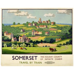 Original Retro British Railways Poster Somerset Holiday County Infinite Charm