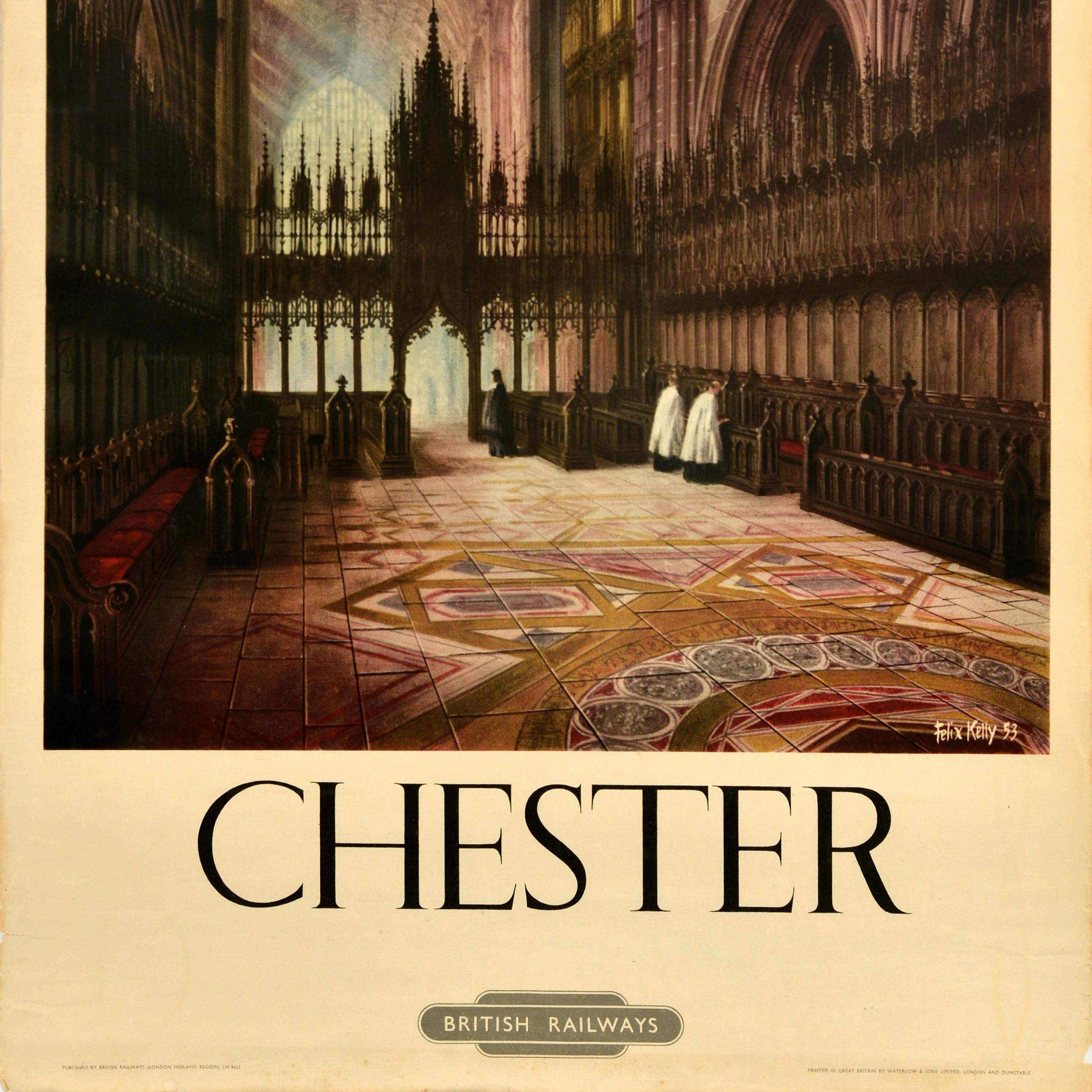 Poster originale d'epoca delle British Railways per i viaggi in treno Chester Cathedral Church's In condizioni discrete in vendita a London, GB