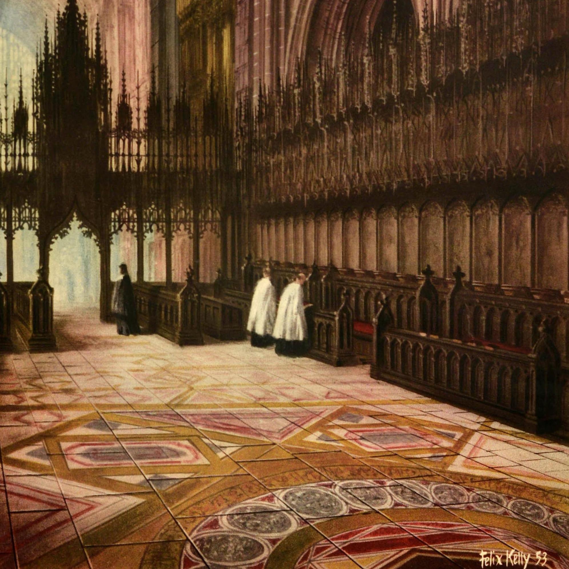 Metà XX secolo Poster originale d'epoca delle British Railways per i viaggi in treno Chester Cathedral Church's in vendita