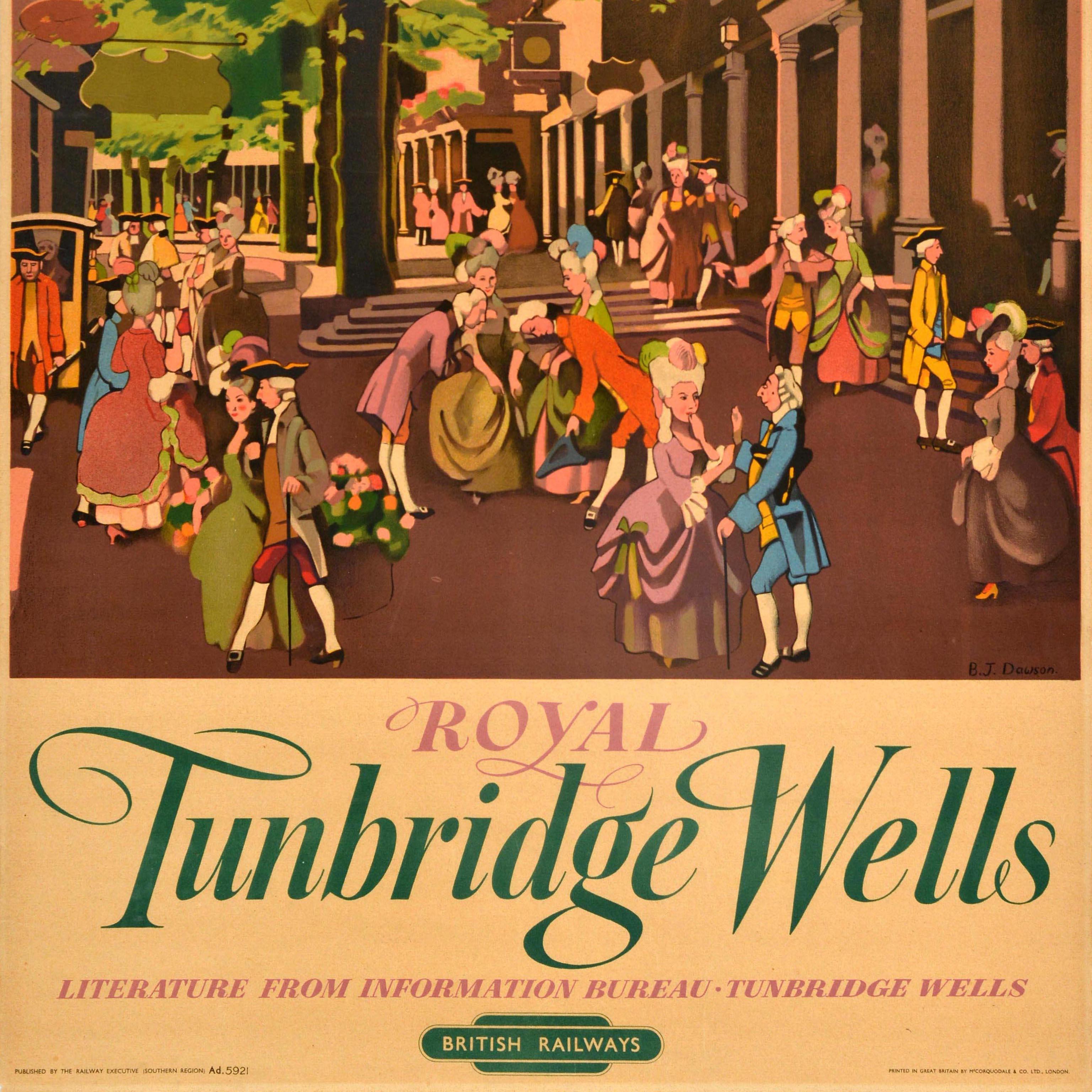 Original Vintage British Railways Train Travel Poster Royal Tunbridge Wells In Good Condition For Sale In London, GB