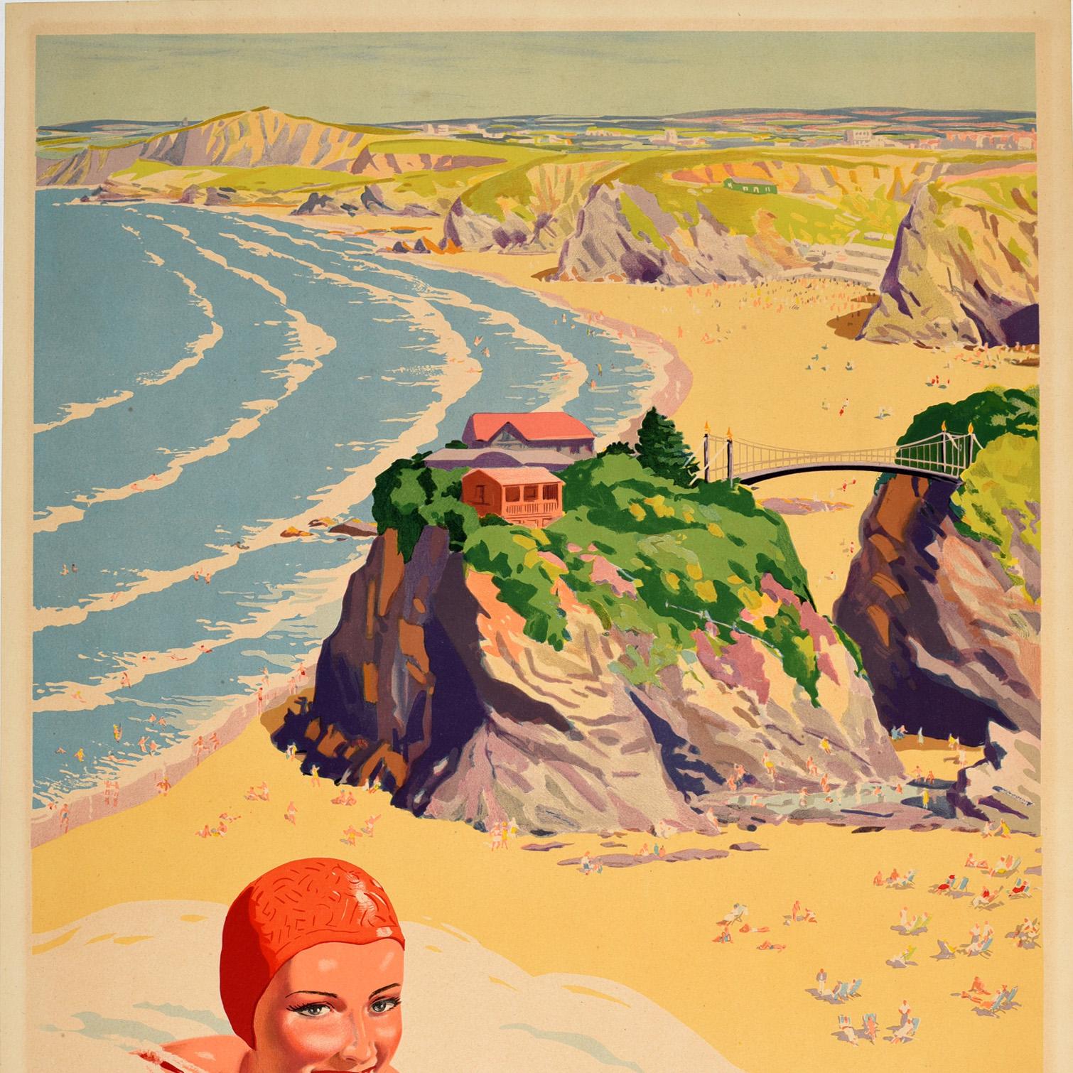 Britannico Poster pubblicitario d'epoca delle British Railways Newquay Cornwall UK in vendita