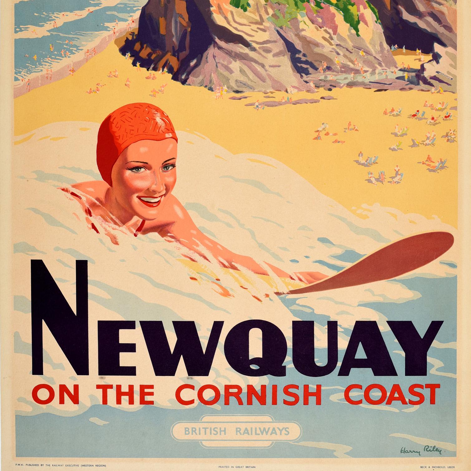 Poster pubblicitario d'epoca delle British Railways Newquay Cornwall UK In condizioni buone in vendita a London, GB
