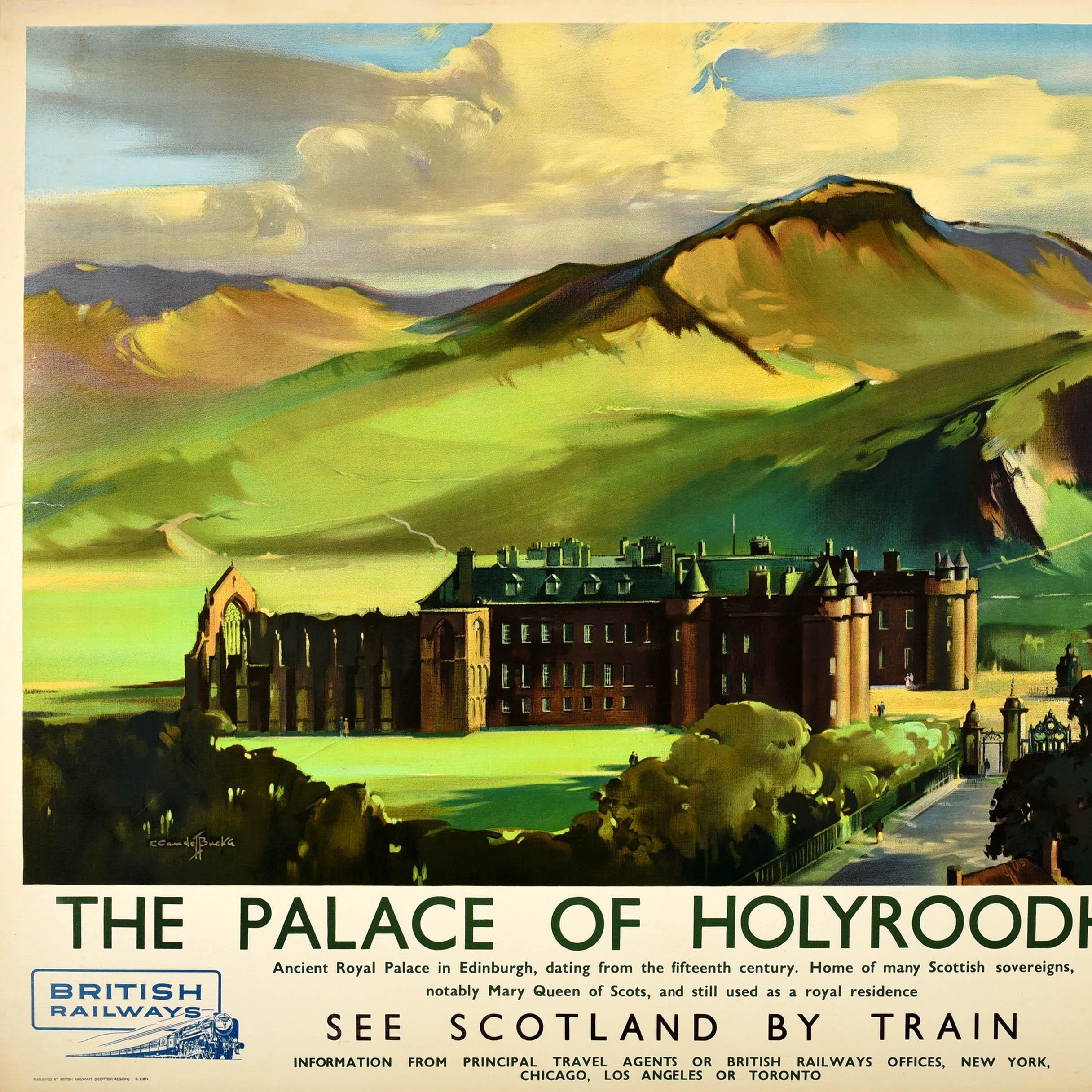 Britisches Eisenbahn-Reiseplakat Holyroodhouse, Edinburgher Schnalle, Vintage im Zustand „Gut“ im Angebot in London, GB