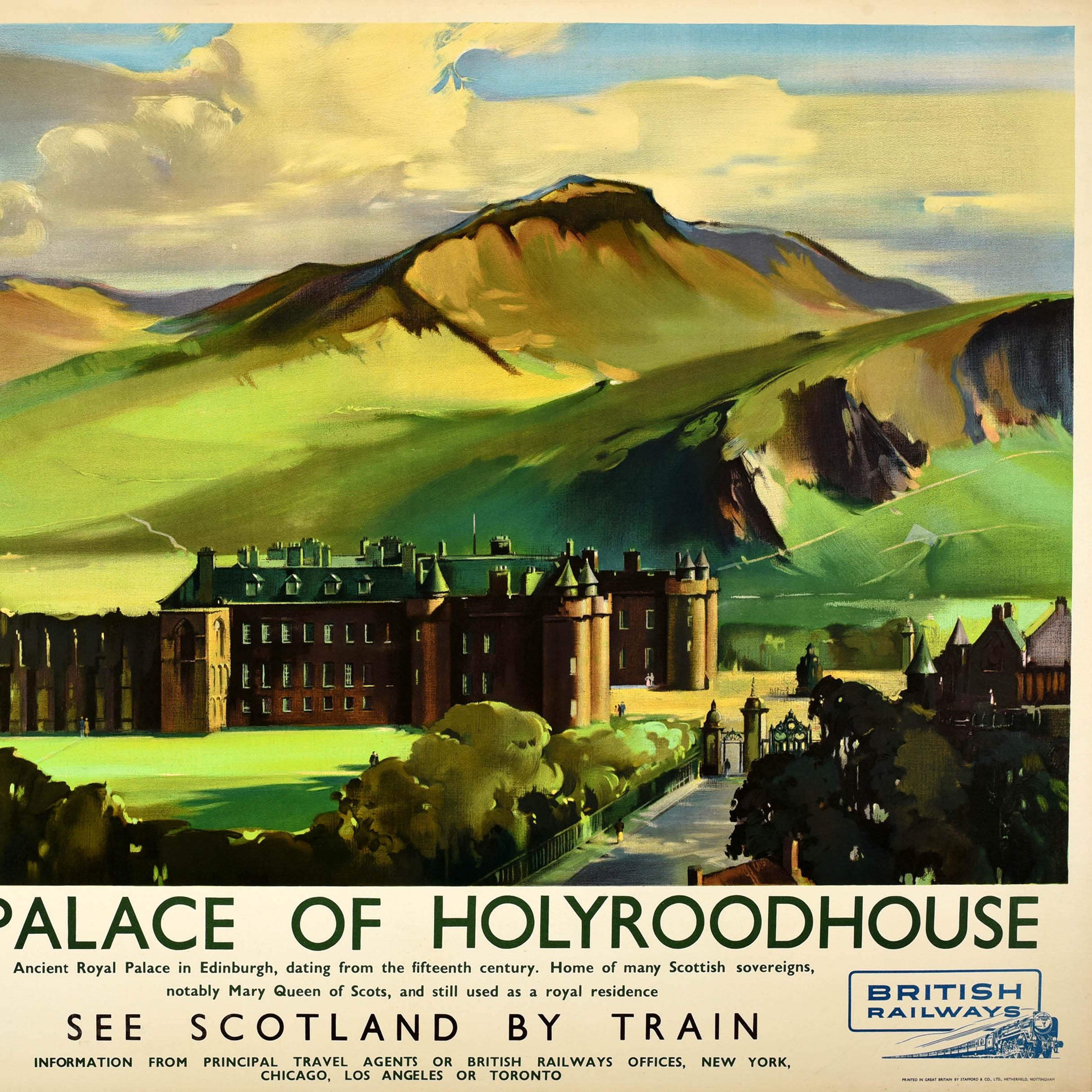 Mid-20th Century Original Vintage British Railways Travel Poster Holyroodhouse Edinburgh Buckle For Sale