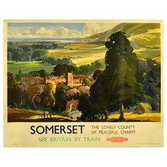 Original Vintage British Railways Travel Poster Somerset Claude Buckle Train Art