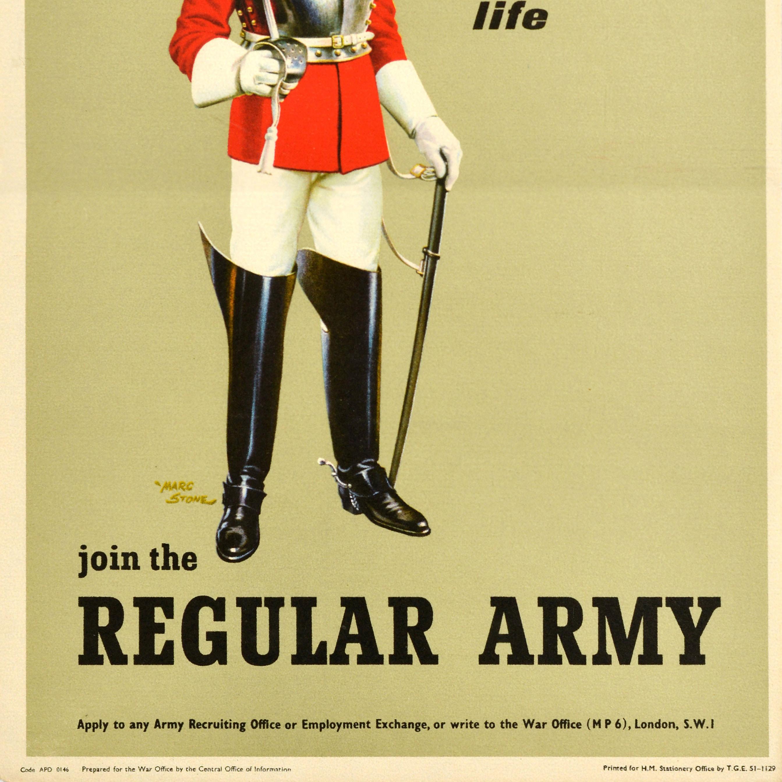 Britisches Rekrutierungsplakat Life Guards, Regular Army, Marc Stone, Vintage (Mitte des 20. Jahrhunderts) im Angebot