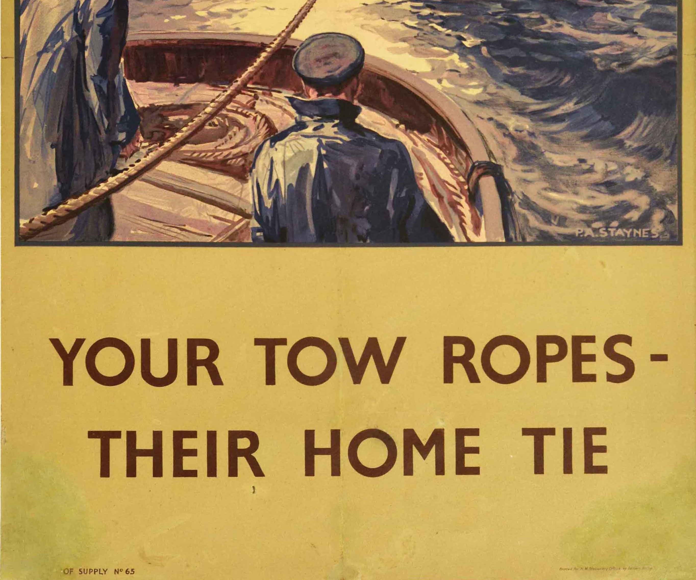 Original Vintage British War Poster - Your Tow Ropes Their Home Tie - WWII Navy In Fair Condition In London, GB