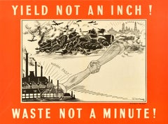 Original Vintage British WWII Propaganda Poster Yield Not An Inch War Effort