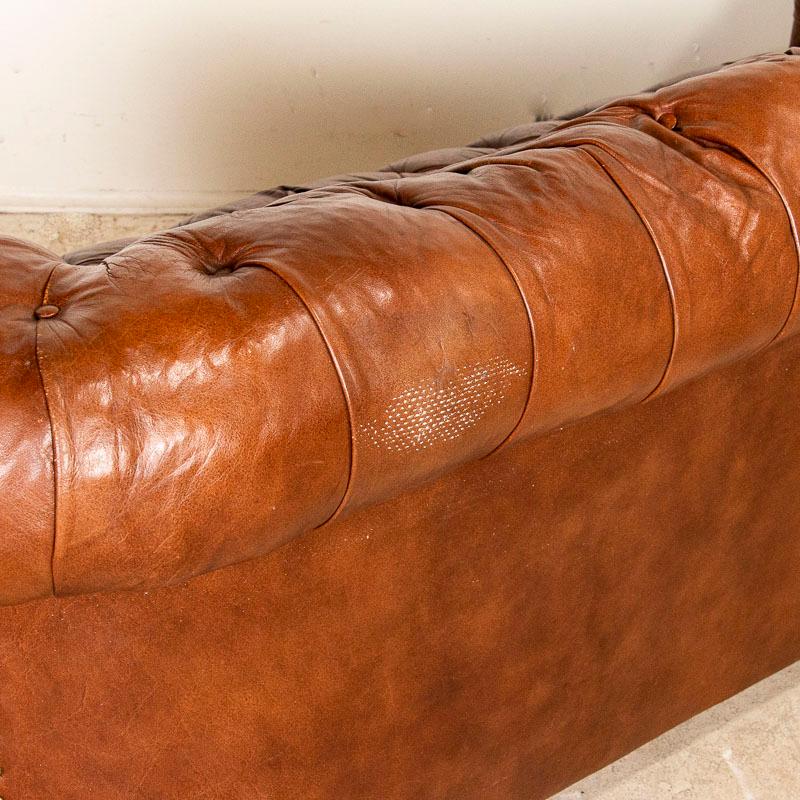 Original Vintage Brown Leather Chesterfield Sofa from England 2