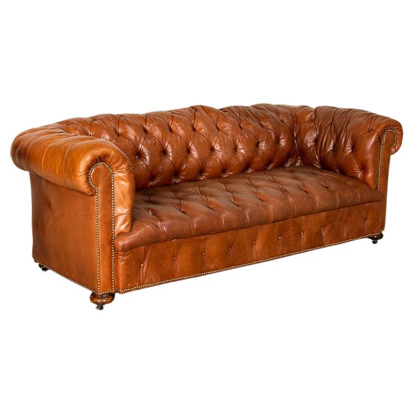 Original Vintage Brown Leather Chesterfield Sofa from England