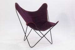 Original Vintage Butterfly Chair Black Metal Frame w New Purple Fabric Cover