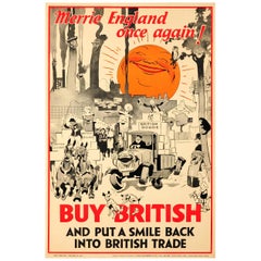 Original Vintage Buy British Poster - Merrie England Once Again! - British Trade