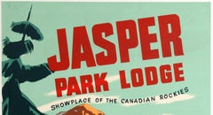 Original Vintage Canadian National Railways Poster Jasper Park Lodge Rockies CNR