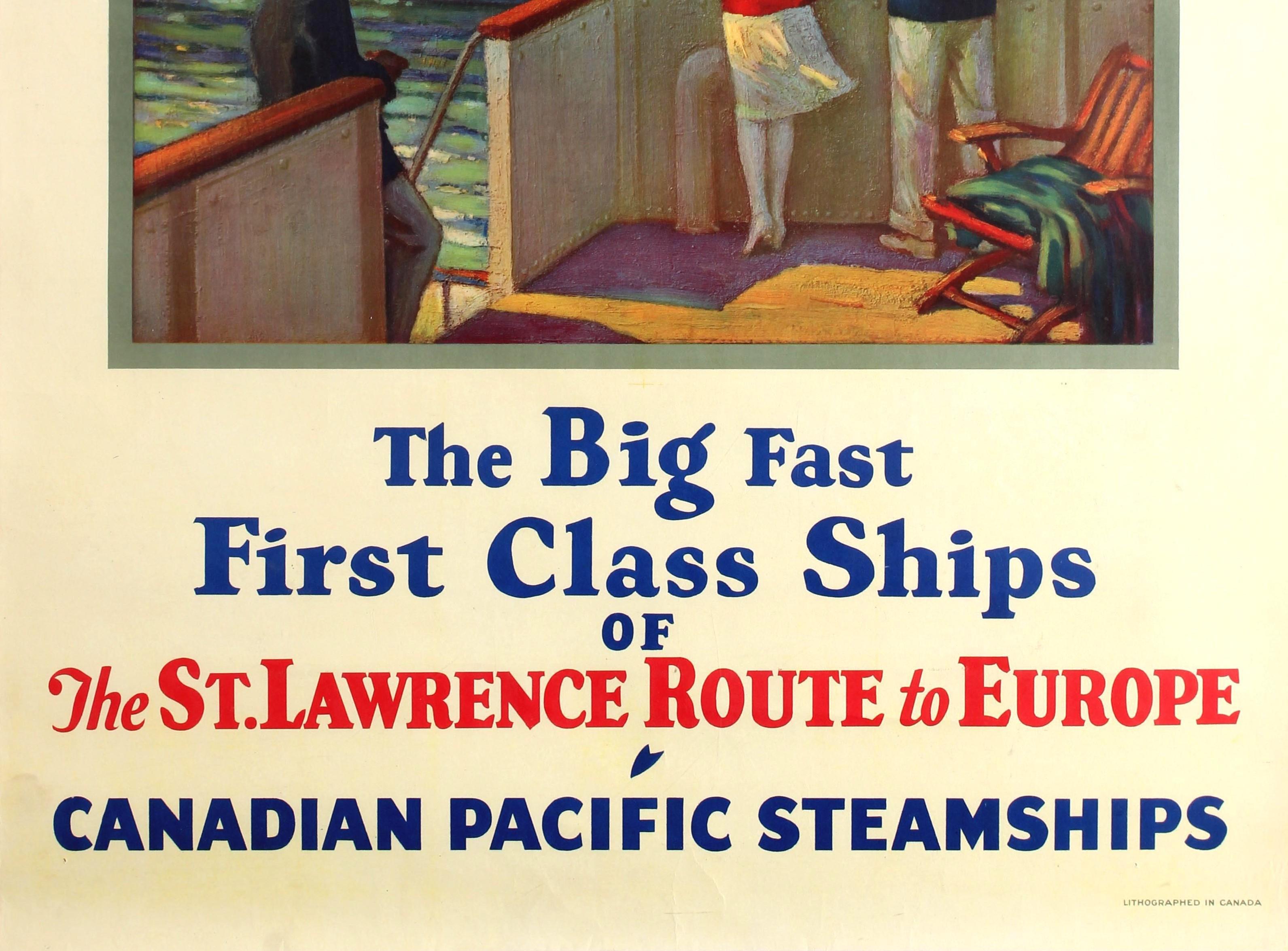 Original Vintage Canadian Pacific Steamships Poster - Empresses Of The Atlantic In Good Condition In London, GB