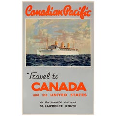 Original Vintage Canadian Pacific Travel Poster St Lawrence Route to Canada & US