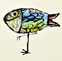 Affiche publicitaire originale ancienne de voiture Citroen Hydropneumatique DS ID19 - Poissons