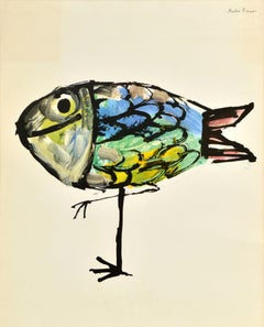 Original Vintage Car Advertising Poster Citroen Hydropneumatique DS ID19 Fish