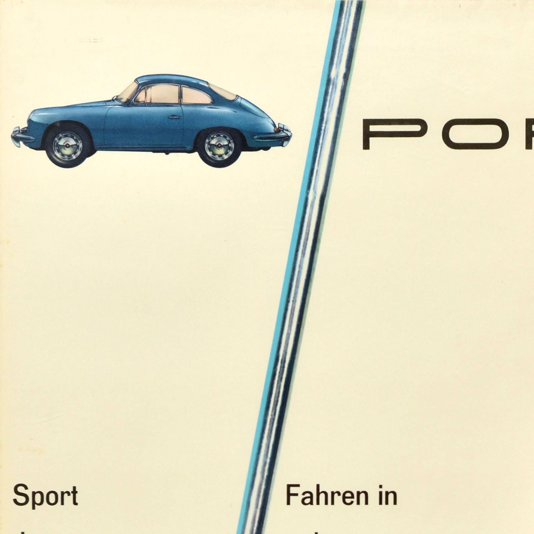 German Original Vintage Car Advertising Poster Porsche Golf Sport Of Personality Lohrer For Sale