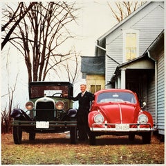 Original Vintage Car Advertising Poster Volkswagen Beetle 33 Years Later Ford A